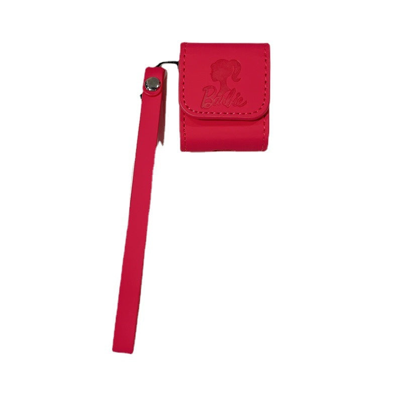 Rose Red Wireless Earphone Case Leather Soft Lanyard