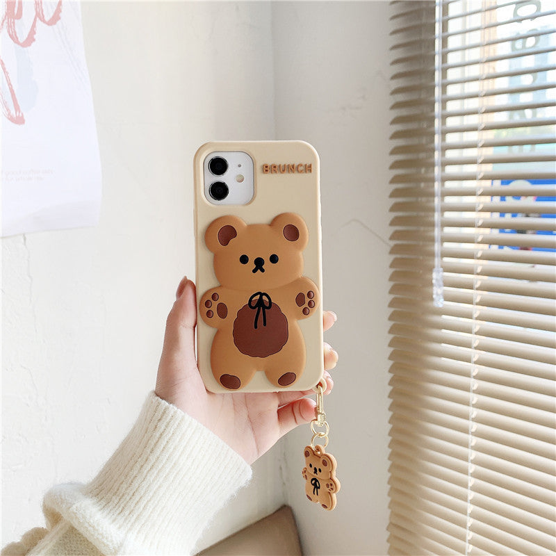 Compatible with Apple , Bowknot Bear Pendant 12 Mobile Phone Case 11Proxsmax Soft Shell Silicone Anti-drop