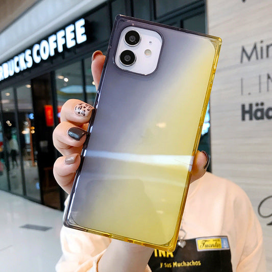 Straight Edge Square Phone Case 12Promax Gradient Rainbow Cover