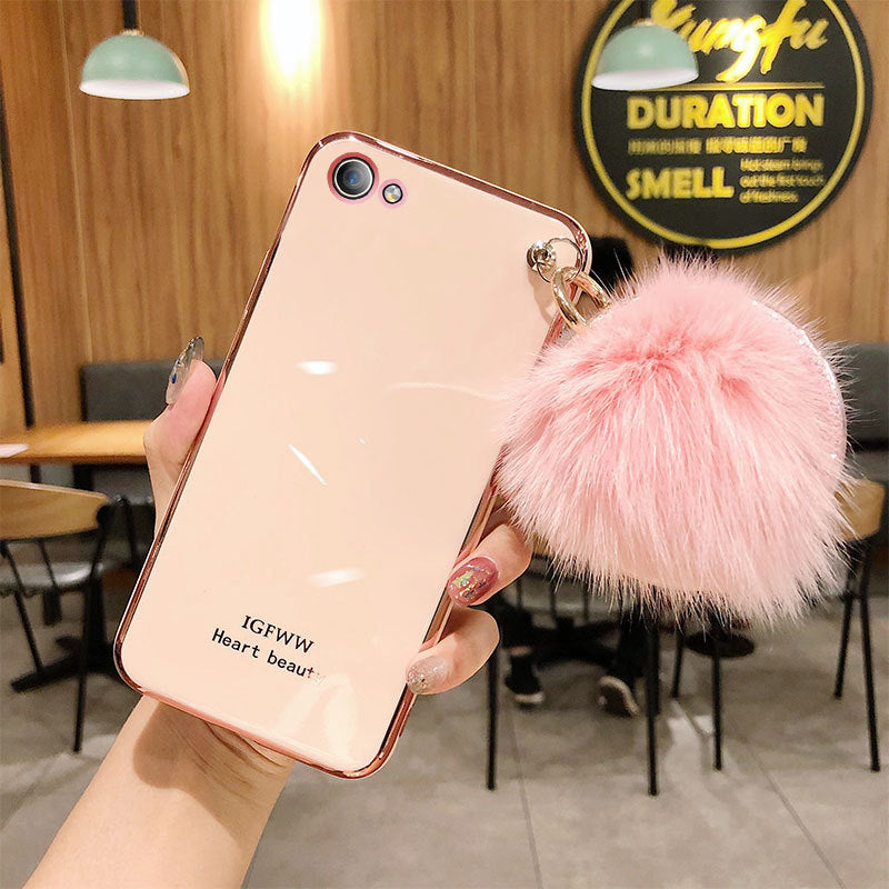 Hair Ball Electroplating Bracelet Silicone Protective Cover Phone Case