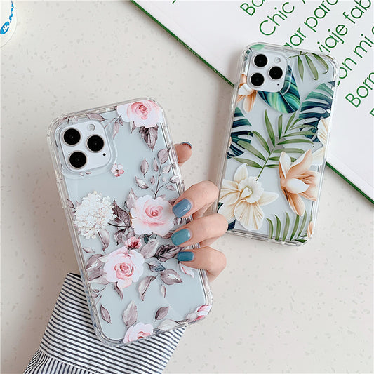 Green Leaf Flower Transparent Soft Phone Case