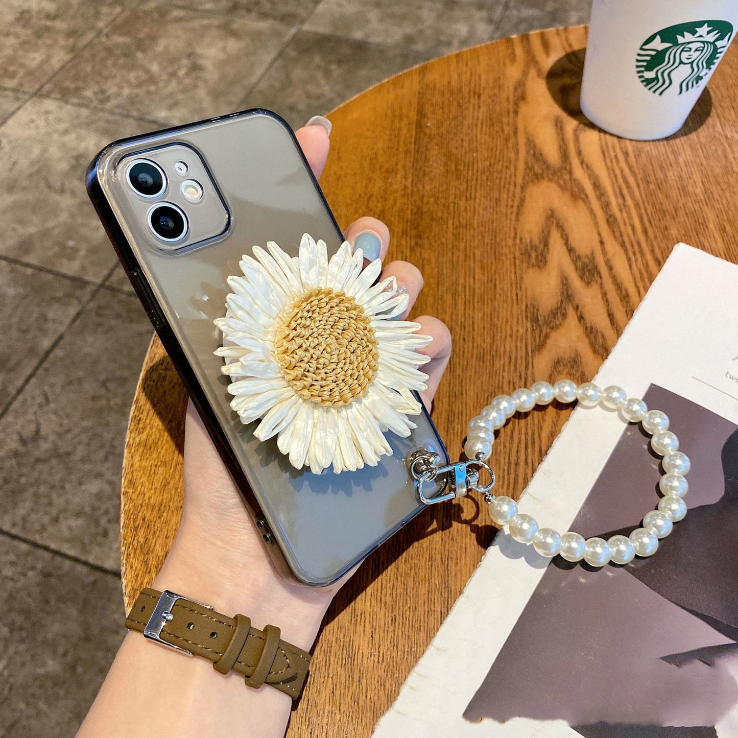 Compatible with Apple , Ins Net Red Sunflower Makeup Mirror Phone Case