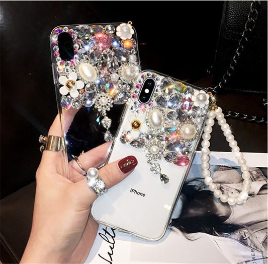 Compatible with Apple , Pearl Bracelet Rhinestone Phone Case