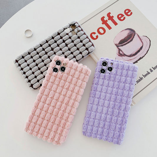 Compatible with Apple , New Three-Dimensional Grain Plush Mobile Phone Case Apple 11 Lens All-Inclusive Protective Cover