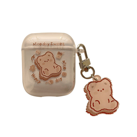 Compatible with Apple, Compatible with Apple , Cartoon Protective Cover Earphone Shell Transparent Soft Silicone Anti-drop Pendant