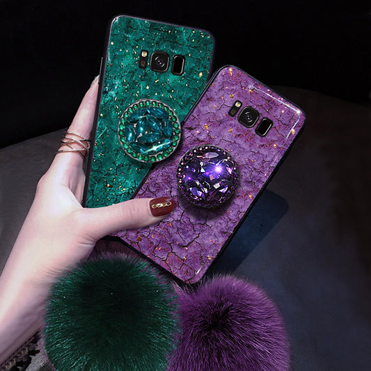 Samsung S20Plus Gold Foil Marble Epoxy Phone Case Note9 Hair Ball Silicone A51 Anti-Fall Protective Case S8