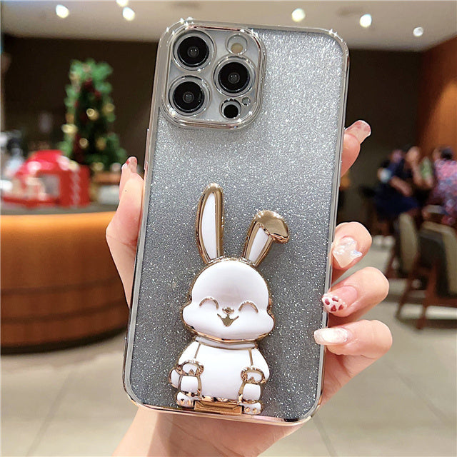 Phone Case Plating Gradient Three-dimensional Rabbit Bracket