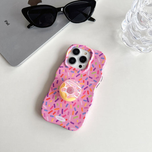 Fashion Macaron Color Donut Bracket Phone Case