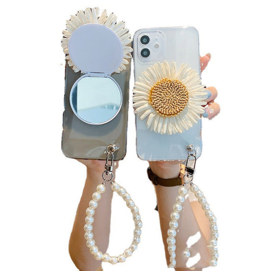 Compatible with Apple , Ins Net Red Sunflower Makeup Mirror Phone Case