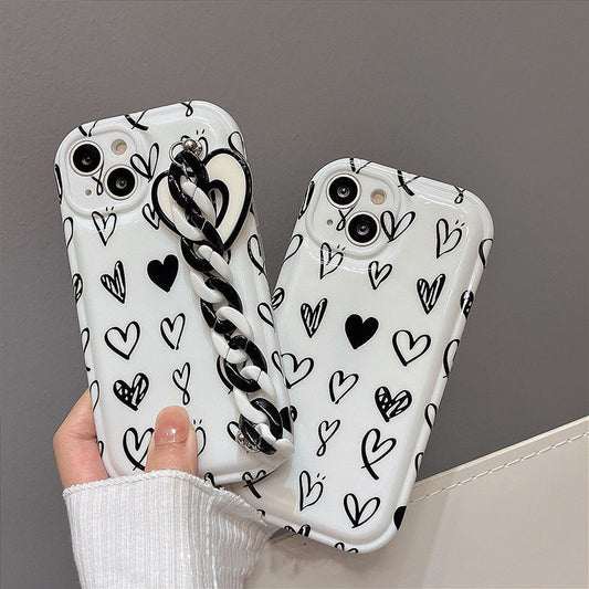 Black Graffiti Love Chain Phone Case