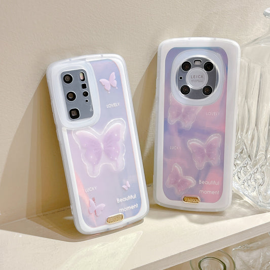 Laser Purple Butterfly Silicone Phone Case Protector