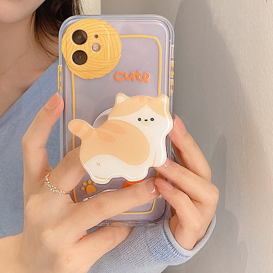 Small Cat Bracket Transparent Silicone Phone Case