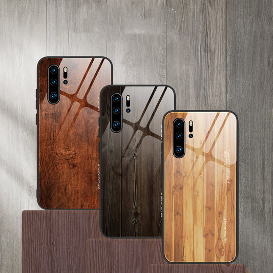 Protective Cover Retro Wood Grain Glass Case