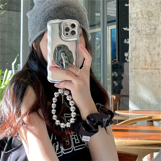 Ins Temperament Sweet And Cool Electroplating Silver Mobile Phone Case