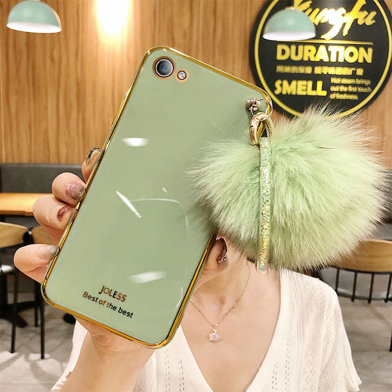 Hair Ball Electroplating Bracelet Silicone Protective Cover Phone Case