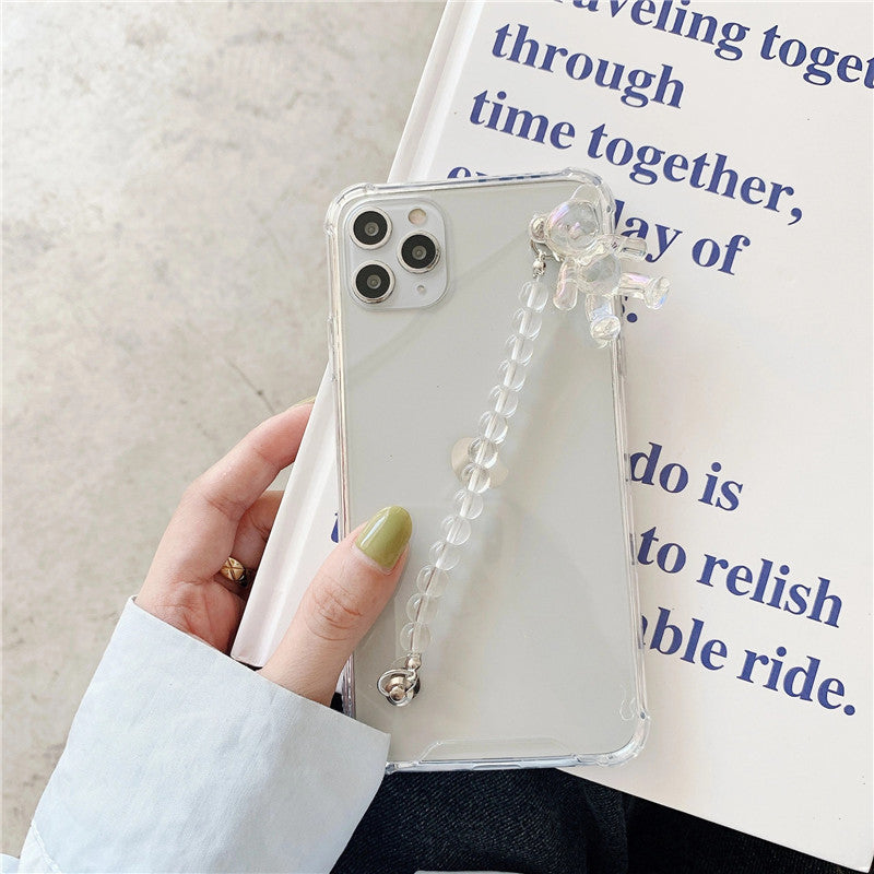 Chain Laser Bear Mobile Phone Case Soft Anti-collision