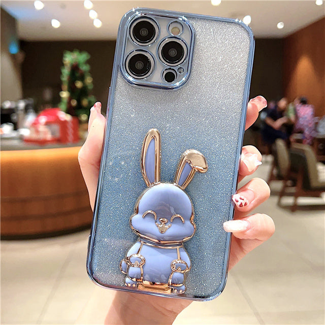 Phone Case Plating Gradient Three-dimensional Rabbit Bracket