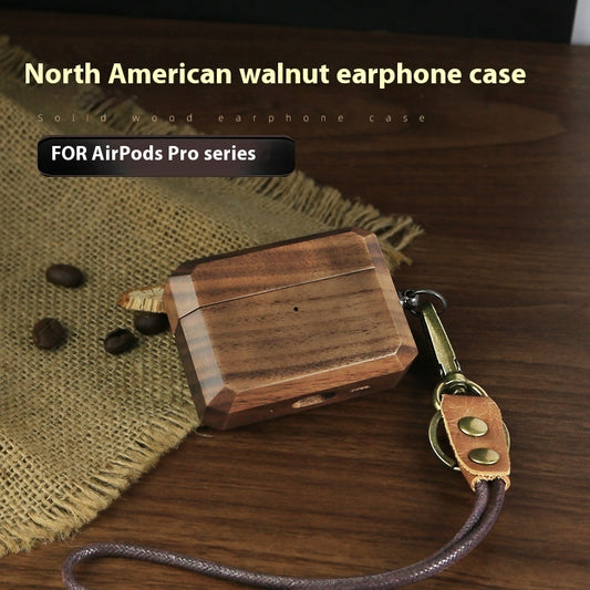 Headphone Case Solid Wood Make Lanyard