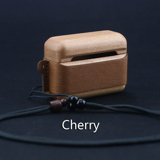 Wooden Bluetooth Earphone Case With Lanyard