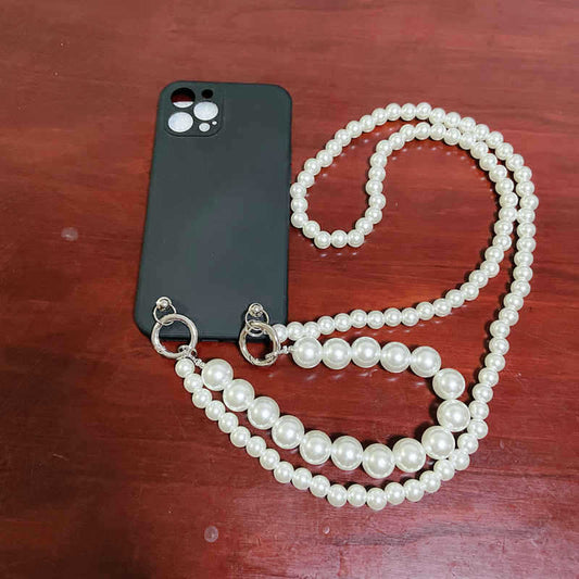 Large Pearl Portable Double Chain Phone Case