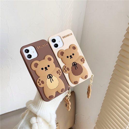 Compatible with Apple , Bowknot Bear Pendant 12 Mobile Phone Case 11Proxsmax Soft Shell Silicone Anti-drop
