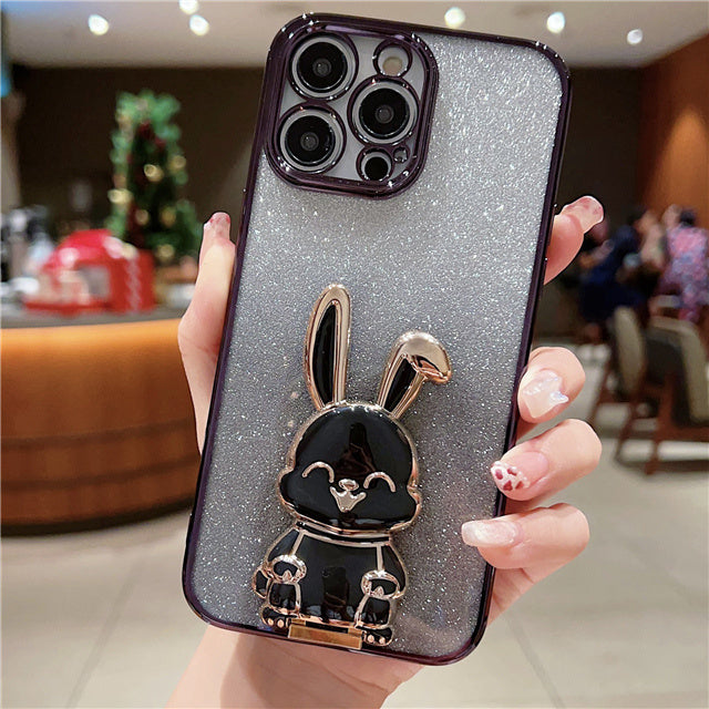 Phone Case Plating Gradient Three-dimensional Rabbit Bracket