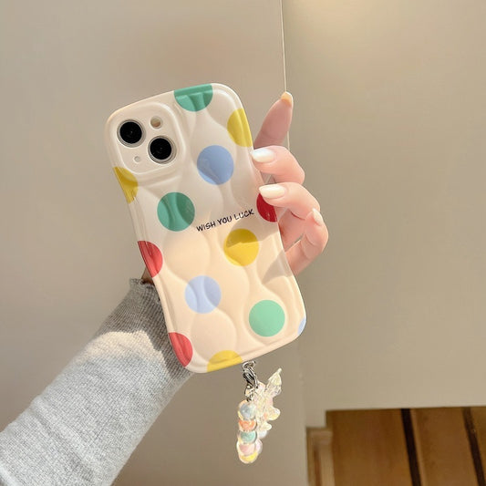 Color Polka Dot Chain Lanyard Phone Case