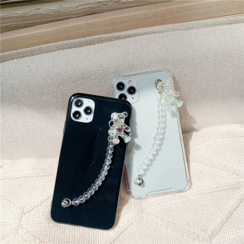 Chain Laser Bear Mobile Phone Case Soft Anti-collision