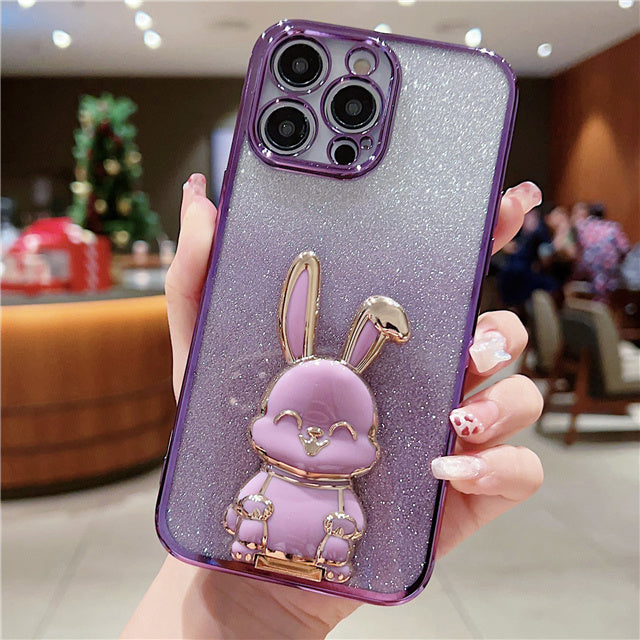 Phone Case Plating Gradient Three-dimensional Rabbit Bracket