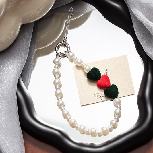 Lanyard Love Pearl Mobile Phone Charm Short