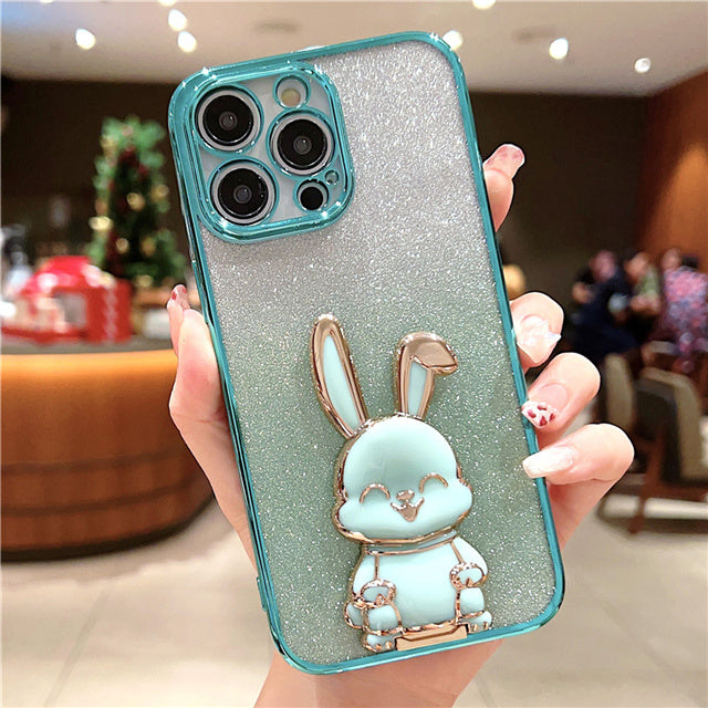 Phone Case Plating Gradient Three-dimensional Rabbit Bracket