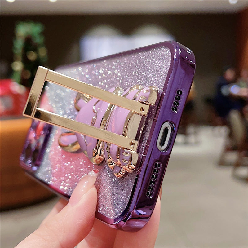 Phone Case Plating Gradient Three-dimensional Rabbit Bracket