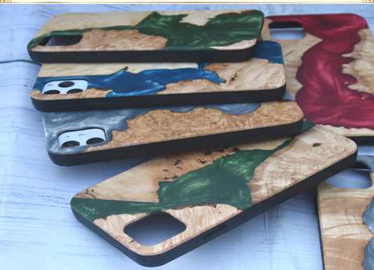 New Appropriate Resin Epoxy Stabilized Solid Wood Phone Case