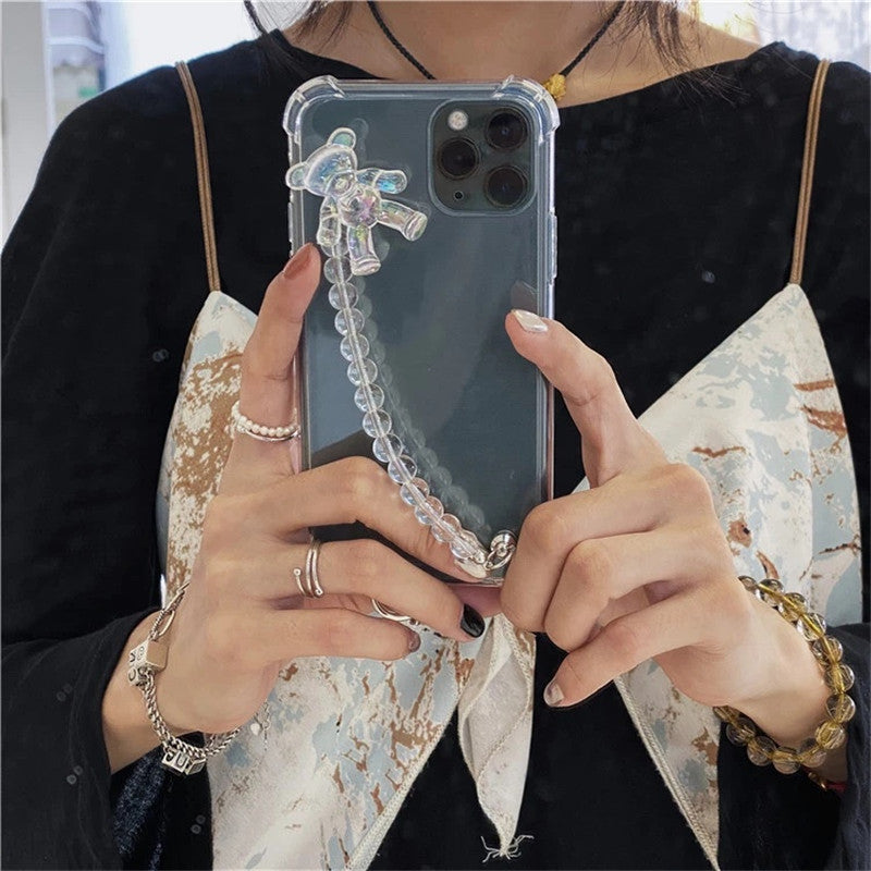 Chain Laser Bear Mobile Phone Case Soft Anti-collision