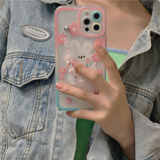 Flower Rabbit Chain Transparent Phone Case