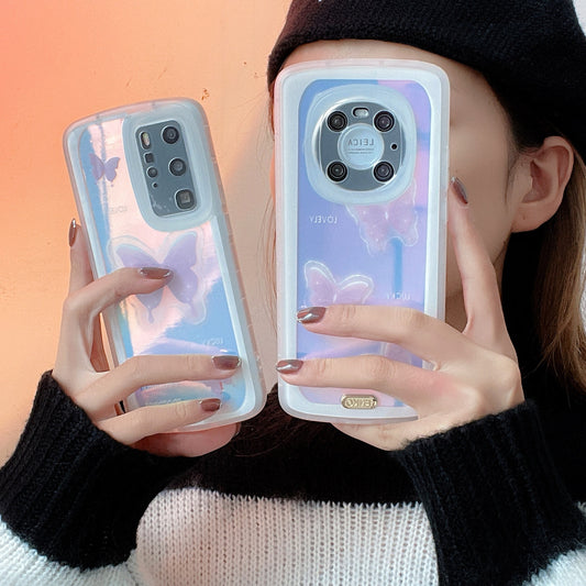 Laser Purple Butterfly Silicone Phone Case Protector