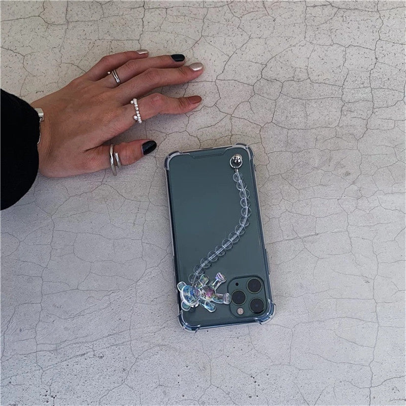 Chain Laser Bear Mobile Phone Case Soft Anti-collision