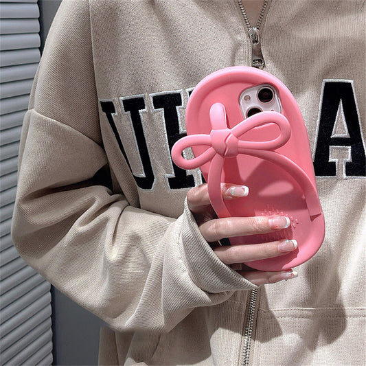 Bowknot Human Slippers Silicone Phone Shell